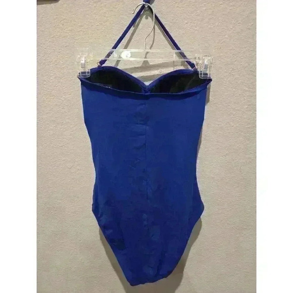 La Blanca Women's Blue One Piece Swimsuit Size 4 Halter Ruched - Picture 6 of 6
